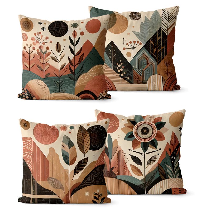 Conjunto 4 Capas de Almofadas Decorativas Tons Terrosos - Casas Gael