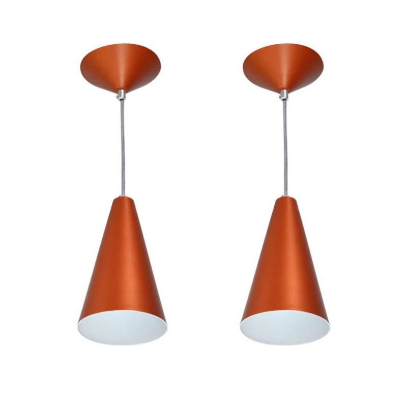 Kit 2 Pendentes de Teto Cones Minimalistas em Alumínio - Casas Gael