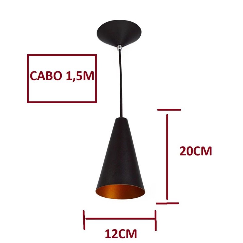 Kit 2 Pendentes de Teto Cones Minimalistas em Alumínio - Casas Gael