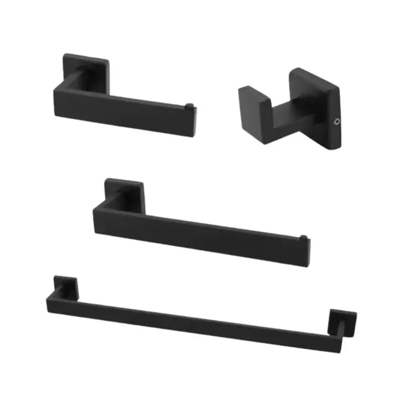 Kit de Banheiro 4 Peças Acessórios em Aço Inox Preto Fosco