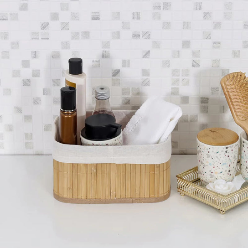 Cesto organizador multiuso e decorativo em Bambu - 3 peças