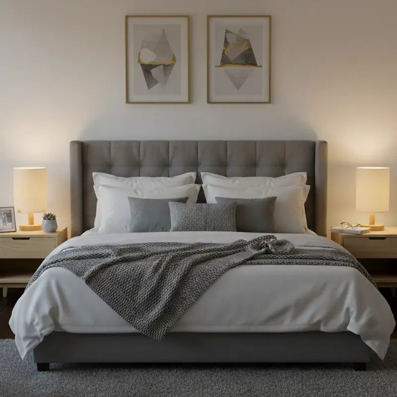 Luminária de Mesa para Quarto em Linho e Madeira