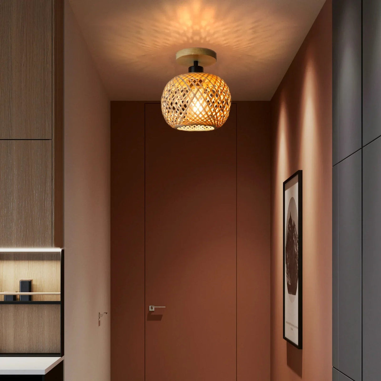 Luminária de Teto Rattan Fibras Naturais - Casas Gael