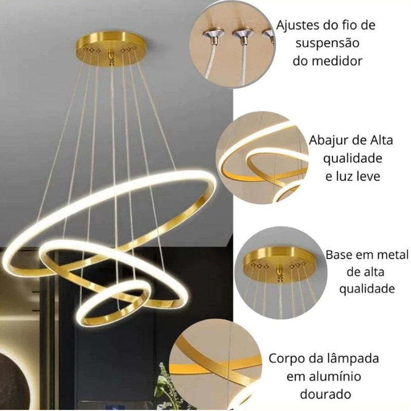 Lustre Para Sala e Quarto Moderno LED Bivolt - Casas Gael