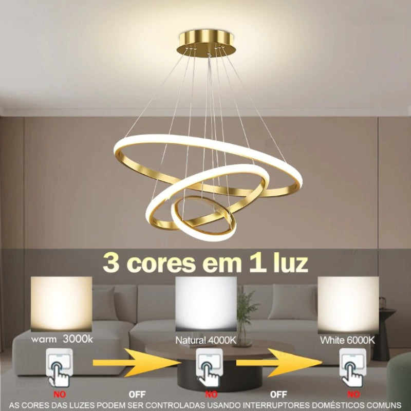 Lustre Para Sala e Quarto Moderno LED Bivolt - Casas Gael