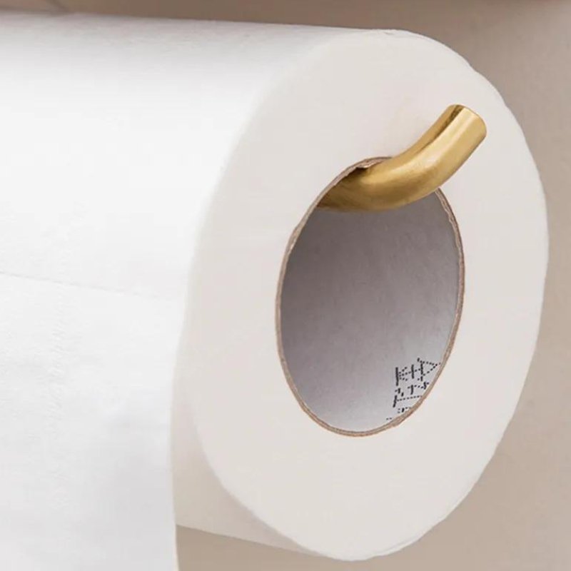 Suporte de Papel Higiênico Madeira e Metal Dourado - Casas Gael