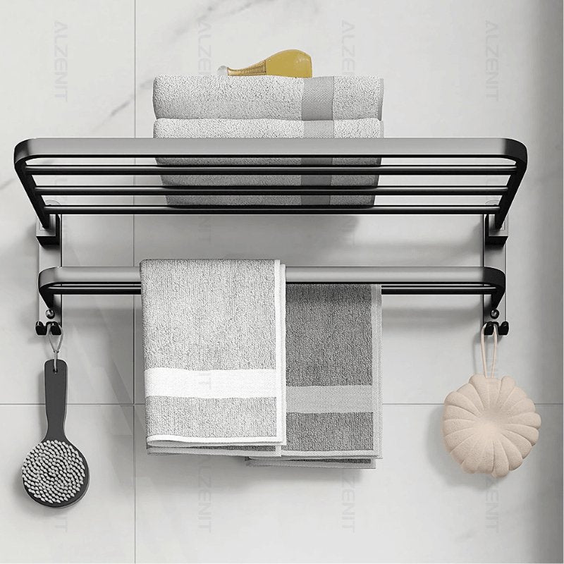 Toalheiro Duplo Preto Matte 58cm - Casas Gael