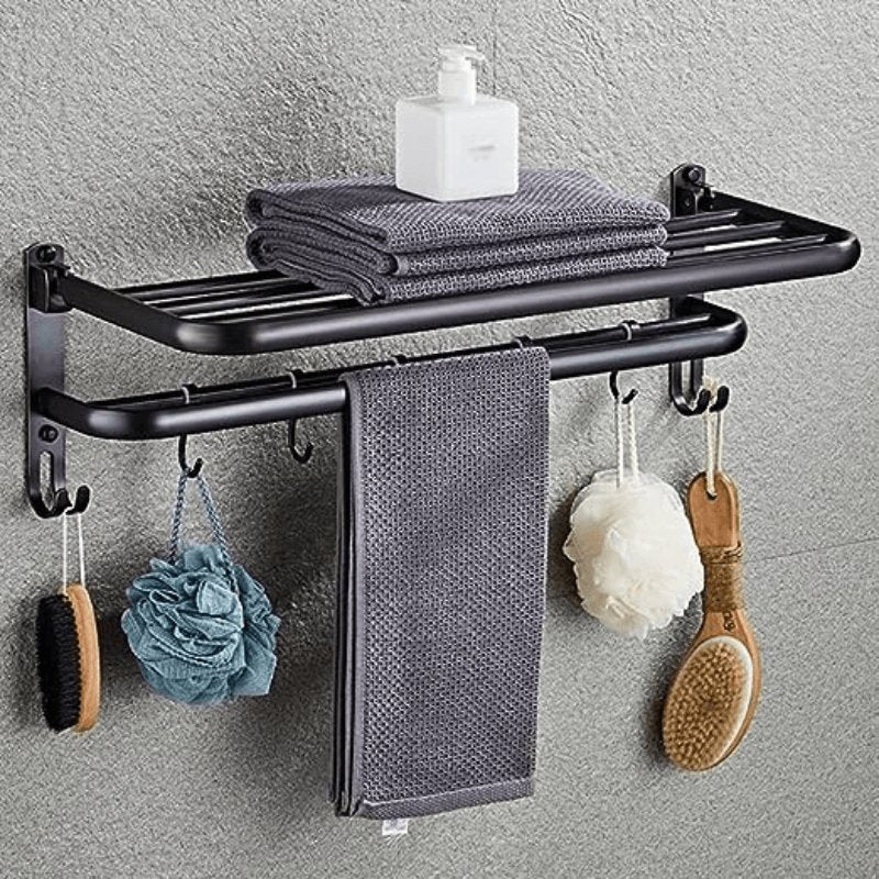 Toalheiro Duplo Preto Matte 58cm - Casas Gael