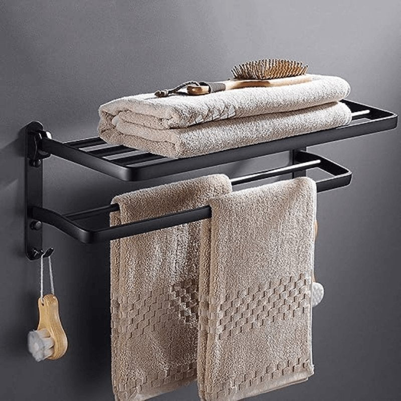 Toalheiro Duplo Preto Matte 58cm - Casas Gael