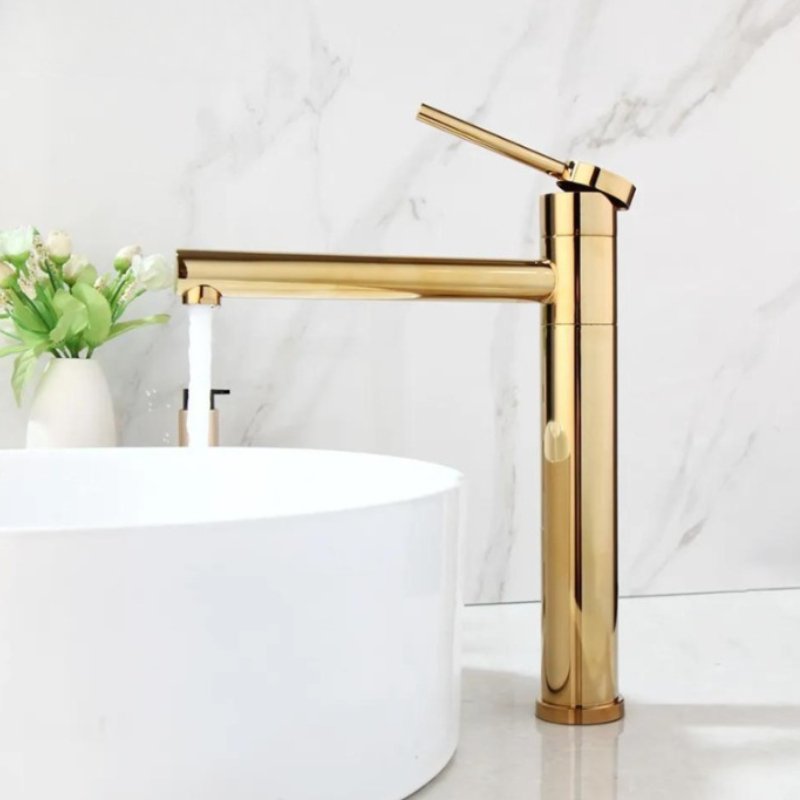 Torneira Para Lavabo e Banheiro Monocomando Dourada - Alina - Casas Gael