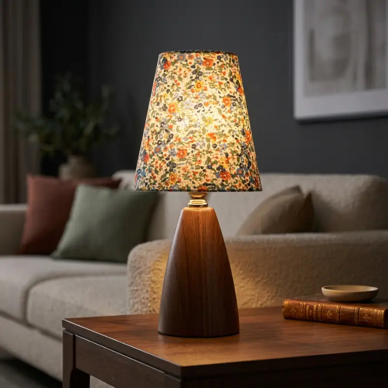 Abajur de Mesa Cúpula de Tecido Floral Clássico - Casas Gael