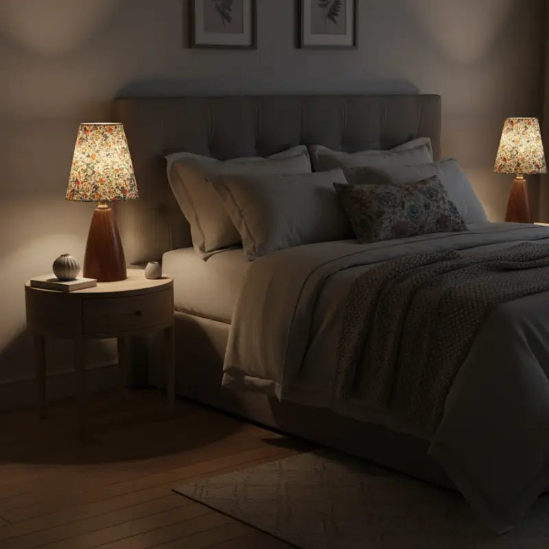 Abajur de Mesa Cúpula de Tecido Floral Clássico - Casas Gael
