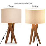 Abajur de Mesa Luxo em Madeira com Cúpula de Tecido - Casas Gael