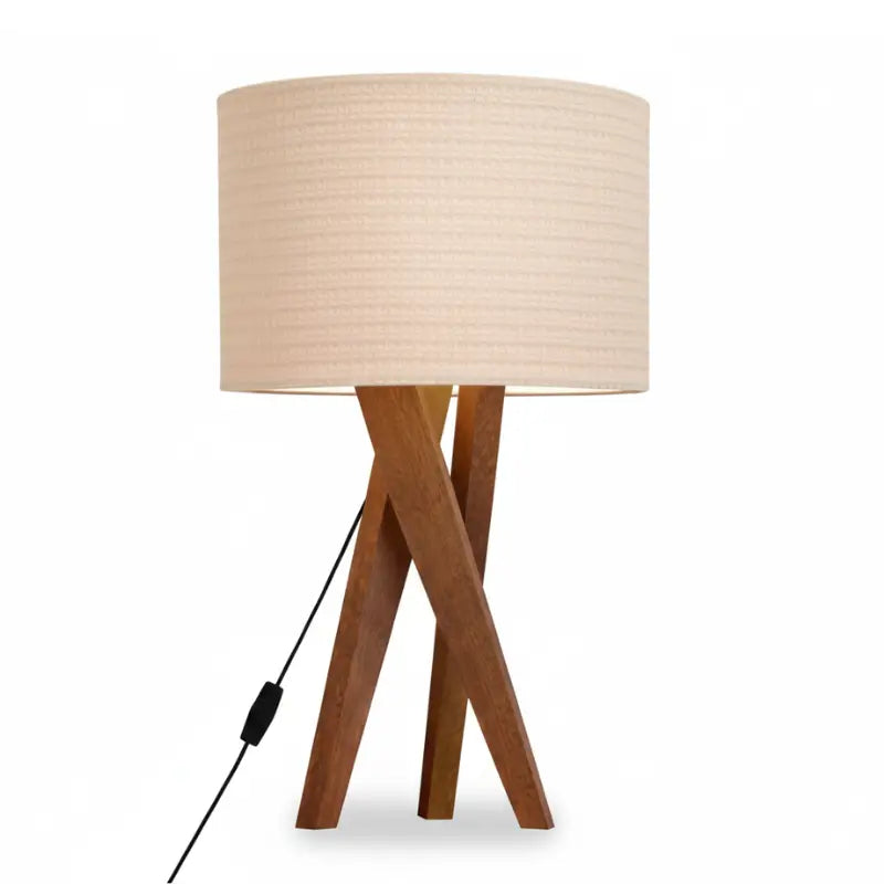Abajur de Mesa Luxo em Madeira com Cúpula de Tecido - Casas Gael
