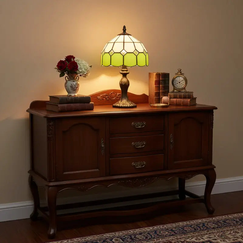 Abajur de Mesa Premium Vidro e Metal Estilo Tiffany Vintage - casas Gael