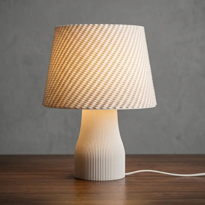 Abajur de Mesa Texturizado com Cúpula Estilo Crochê para Quarto - Casas Gael