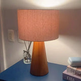 Abajur de Mesa Wooden Cúpula de Linho - Casas Gael