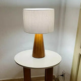 Abajur de Mesa Wooden Cúpula de Linho - Casas Gael