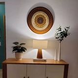 Abajur de Mesa Wooden Cúpula de Linho - Casas Gael