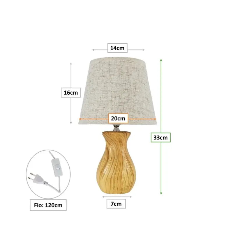 Abajur de Mesa em Cerâmica Efeito Madeira  - Casas Gael