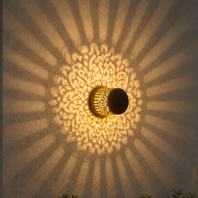 Arandela Solar LED Mandala Luz Quente IP65 para Jardim - Casas Gael