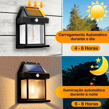 Arandela de Parede Externa Solar LED com Sensor de Movimento - Casas Gael 