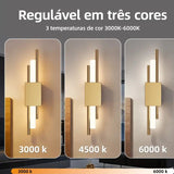 Arandela de Parede LED Dourada 3 Tons de Luz - Casas Gael