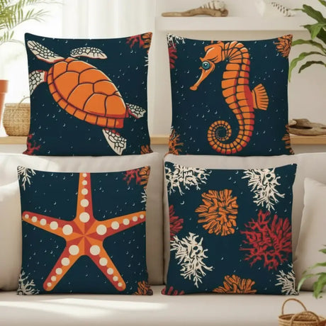 Conjunto 4 Capas de Almofadas Decorativas Mar  Casas gael
