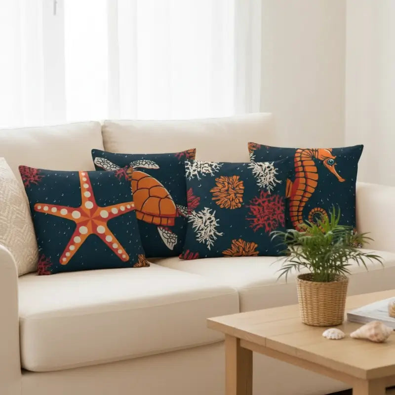 Conjunto 4 Capas de Almofadas Decorativas Mar  Casas gael
