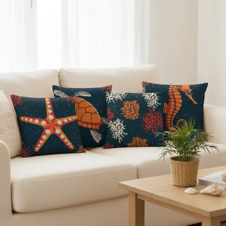 Conjunto 4 Capas de Almofadas Decorativas Mar  Casas gael