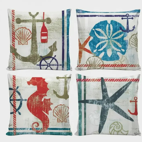 Conjunto 4 Capas de Almofadas Decorativas Mar  Casas gael