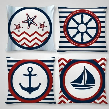 Conjunto 4 Capas de Almofadas Decorativas Mar  Casas gael