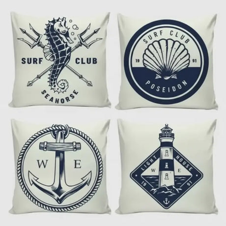 Conjunto 4 Capas de Almofadas Decorativas Mar  Casas gael