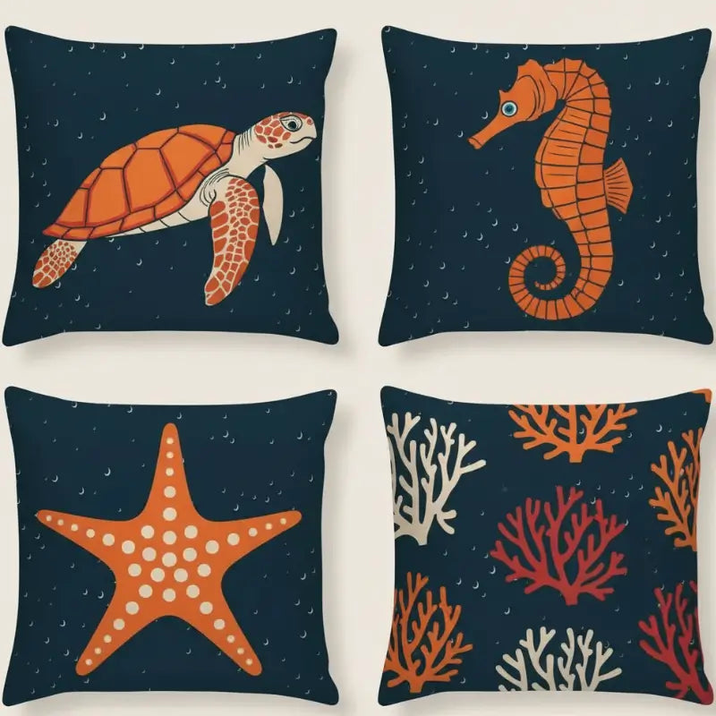 Conjunto 4 Capas de Almofadas Decorativas Mar  Casas gael
