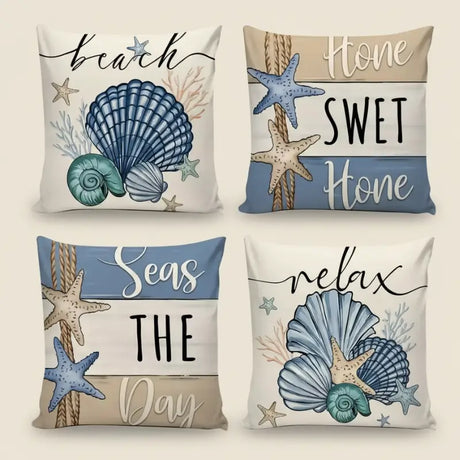 Conjunto 4 Capas de Almofadas Decorativas Mar  Casas gael