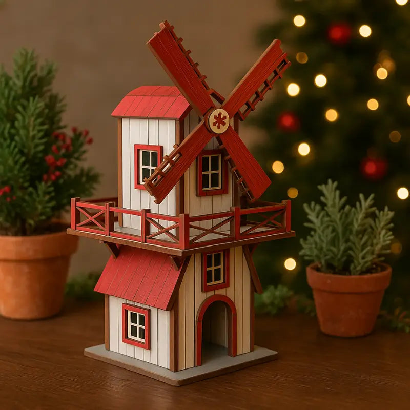 Decoração de Natal Moinho Vila de MDF - Casas Gael