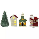 Decoração de Natal Vila de Cerâmica com 3 Casas com Led - Casas Gael