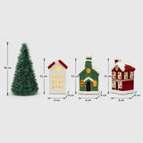 Decoração de Natal Vila de Cerâmica com 3 Casas com Led - Casas Gael
