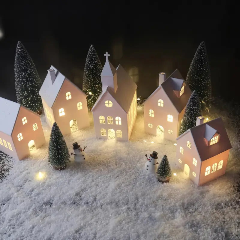 Decoração de Natal Vila de casas 5 peças Com Velas de Led - Casas Gael