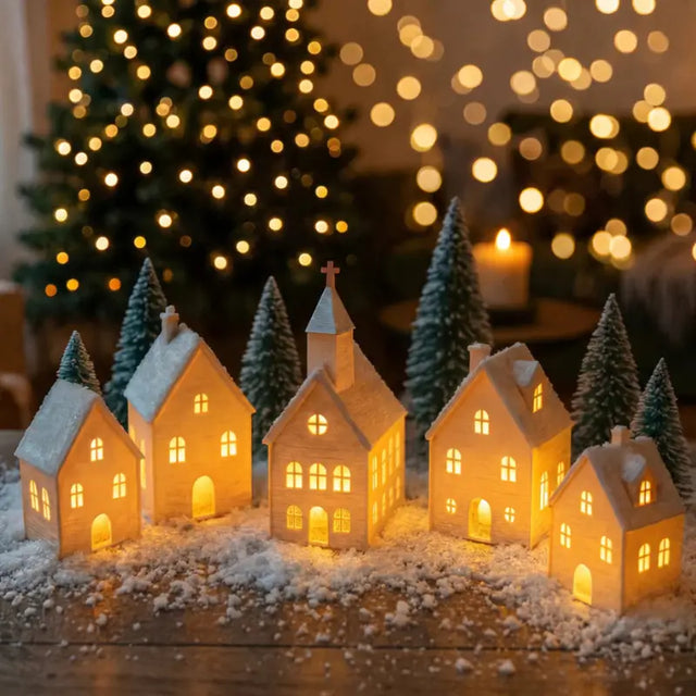 Decoração de Natal Vila de casas 5 peças Com Velas de Led - Casas Gael
