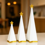 Enfeite de Natal Kit 3 Árvores com Estrelas Douradas - Casas Gael