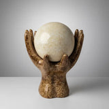 Estatueta Decorativa Centro de Mesa Mãos e Globo em Cerâmica