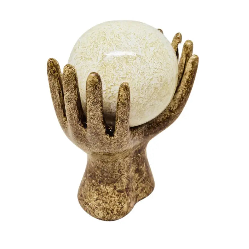 Estatueta Decorativa Centro de Mesa Mãos e Globo em Cerâmica