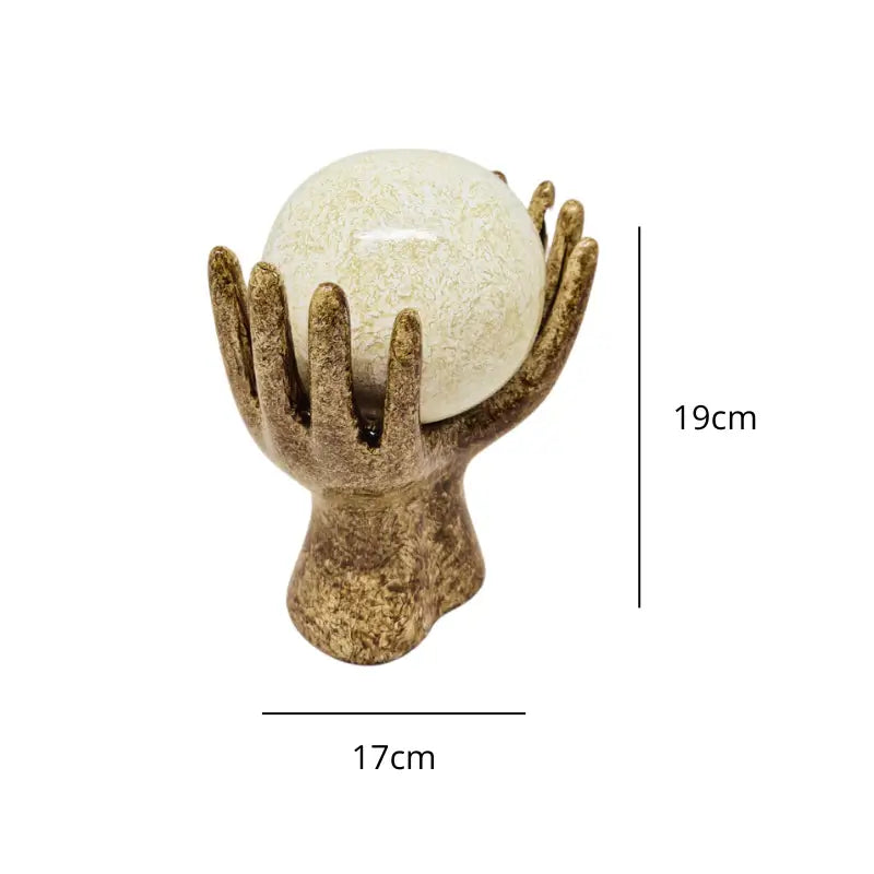 Estatueta Decorativa Centro de Mesa Mãos e Globo em Cerâmica