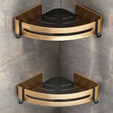 Kit 2 Prateleiras para Banheiro Preto e Dourado em Alumínio - Casas Gael