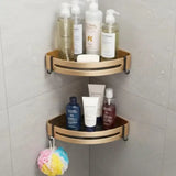 Kit 2 Prateleiras para Banheiro Preto e Dourado em Alumínio - Casas Gael