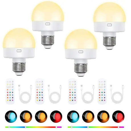 Lâmpada LED Recarregável Sem Fio E27 15 Cores Controle Remoto - Casas Gael