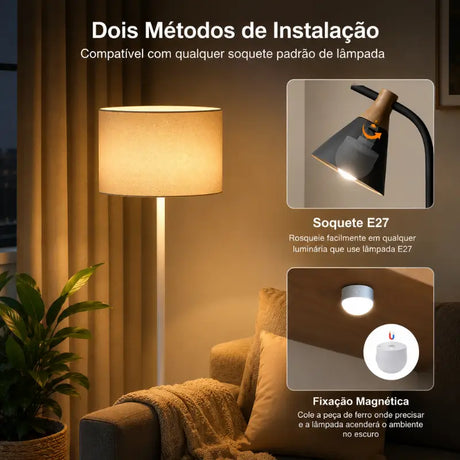 Lâmpada LED Recarregável Sem Fio E27 15 Cores Controle Remoto - Casas Gael