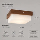 Luminária de Teto Plafon Decorativo de Madeira 20cm - Casas Gael 