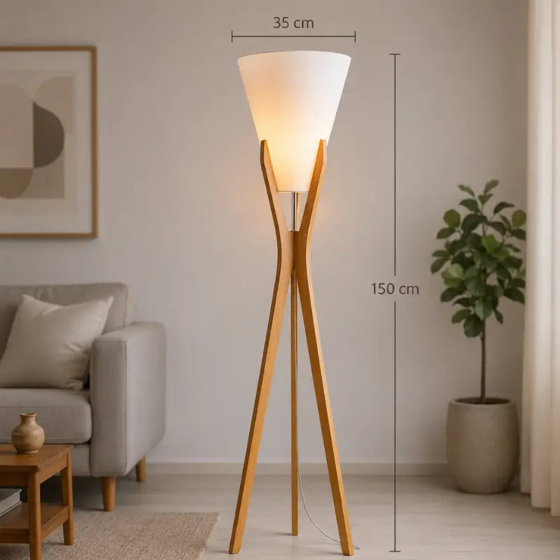 Luminária de Chão Mônaco em Madeira Desmontável para Sala - Casas Gael